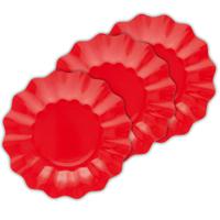 Feestbordjes met schulprand - 24x - rood - rond - karton - 27cm - thumbnail