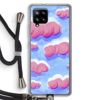 Roze wolken met vogels: Samsung Galaxy A42 5G Transparant Hoesje met koord