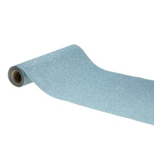 Chaks Tafelloper op rol - licht blauwe glitter - 30 x 500 cm - polyester   -