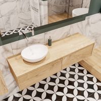 Mondiaz Lush Barco badmeubel Washed oak 150 cm 2 lades mdf 1 waskom links zonder kraangat