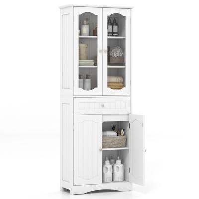 Badkamermeubel Vrijstaande Hoge Kast met 4 Deuren & Lade 60 x 30 x 160 cm Wit
