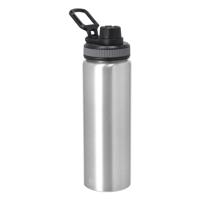 Waterfles/drinkfles sport bidon Fitmaster - zilver - 800 ml - aluminium - schroefdop