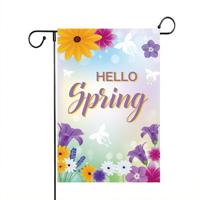 Hello Spring Welcome Garden Flag 12 x 18 Inch Burlap Yard Flag Double Sided Printed Holiday Outdoor Decor Flag