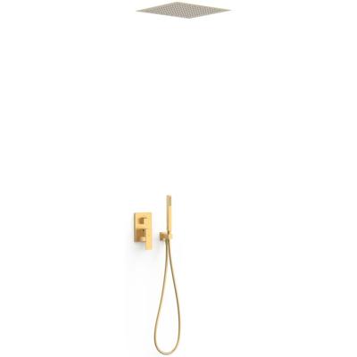 Regendouche set Tres Cuadro | Inbouw | Mengkraan | 2-weg | Vierkant | 24k Goud mat