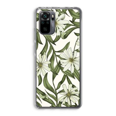 Wit bloemenpatroon: Xiaomi Redmi Note 10 Pro Transparant Hoesje