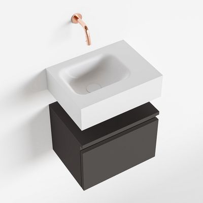 Toiletmeubel Mondiaz Andor | 40 cm | Meubelkleur Dark grey | Lex vrijhangend wastafel Talc Links | Zonder kraangat