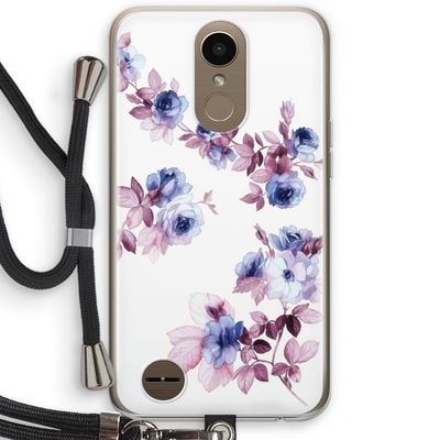 Waterverf bloemen: LG K10 (2017) Transparant Hoesje met koord