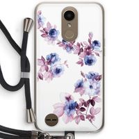 Waterverf bloemen: LG K10 (2017) Transparant Hoesje met koord