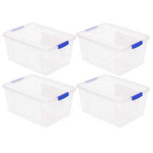 10x Opslagbakken/organizers met deksel 16 liter 40 cm transparant