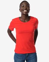 HEMA Dames Shirt Slim Fit O-hals Korte Mouw Rood (rood)