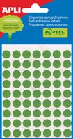 Apli ronde etiketten in etui diameter 8 mm, groen, 288 stuks, 96 per blad (2047) - thumbnail