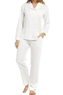 Deluxe dames pyjama satijn - Snow - Dames nachtkleding lange mouw - satijnen pyjama dames