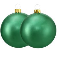 Mega grote decoratie kerstballen - 2x st- 45 cm - groen - opblaasbaar