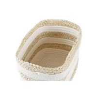 Mand DKD Home Decor Wit Beige Natuurlijke Vezel 28 x 20 x 18 cm