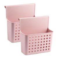 Set van 2x stuks badkamer/keuken hang opbergmandjes/organizers roze 26 x 24 cm - thumbnail