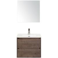 Dante Badmeubelset 60 cm - Tabacco - Keramische Wastafel Wit Cover met Spiegel