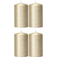 Cilinderkaars/stompkaars - 4x - creme goud - 6 x 10 cm - 25 branduren - sfeerkaarsen - kaarsen