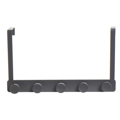 Metalen deurkapstok/rek zilver met 5 ophangknoppen 34 cm