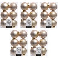 30x Licht parel/champagne kerstballen 8 cm kunststof mat/glans - thumbnail