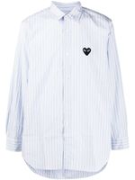 Comme Des Garçons Play chemise rayée à patch cœur - Bleu