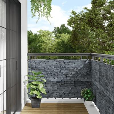 VidaXL Balkonscherm steenpatroon 600x90 cm pvc grijs