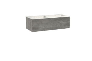 Storke Edge zwevend badmeubel 120 x 52 cm beton donkergrijs met Mata dubbele wastafel in solid surface