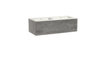 Storke Edge zwevend badmeubel 120 x 52 cm beton donkergrijs met Mata dubbele wastafel in solid surface