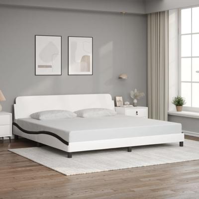 Bedframe "Dover" kunstleer wit en zwart 200x200 cm