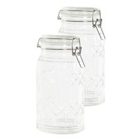 2x stuks voorraadpotten/weckpotten 960 ml glas met metalen beugelsluiting