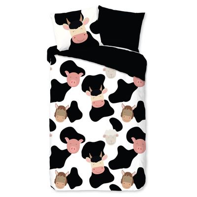 Kinderdekbedovertrek Katoen - 140x200 cm Zwart/ Wit - Dessin: Dieren - Good Morning - Dekbed-Discounter.nl