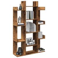 Boekenkast 86x25,5x140 cm bewerkt hout oud houtkleurig