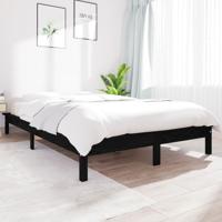 Bedframe massief grenenhout zwart 140x190 cm