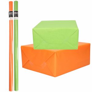 4x Rollen kraft inpakpapier pakket oranje/groen St.Patricksday/Ierland 200 x 70 cm