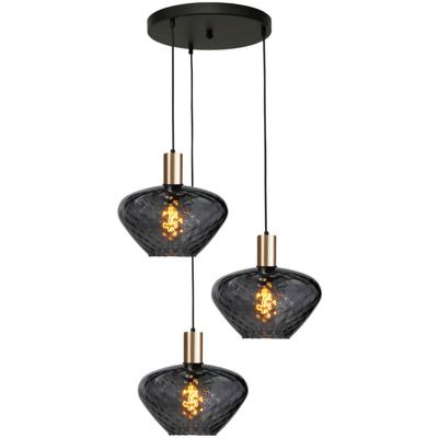Masterlight 3-lichts vide hanglamp - goud -Porto met Blossom clear glazen - 2712-05-02-35-3-8