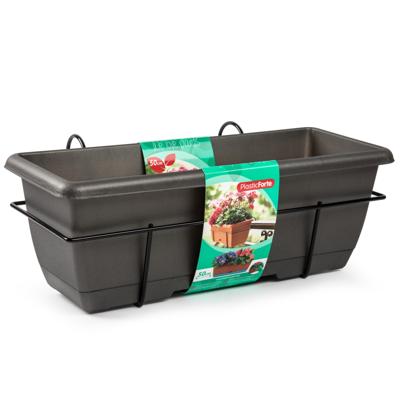 Plasticforte Balkonbak - antraciet - 50 cm - plantenbak met hanger - bloembak