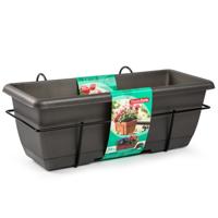 Plasticforte Balkonbak - antraciet - 50 cm - plantenbak met hanger - bloembak