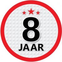 10x 8 Jaar leeftijd stickers rond verjaardag versiering - Feeststickers