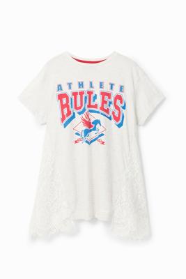 T-shirtjurk met kant aan weerszijden - WHITE - 7/8