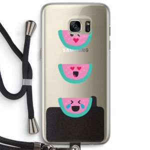 Smiley watermeloen: Samsung Galaxy S7 Edge Transparant Hoesje met koord