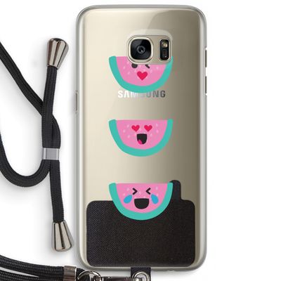 Smiley watermeloen: Samsung Galaxy S7 Edge Transparant Hoesje met koord