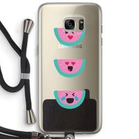 Smiley watermeloen: Samsung Galaxy S7 Edge Transparant Hoesje met koord