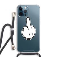 Middle finger black: iPhone 12 Pro Transparant Hoesje met koord