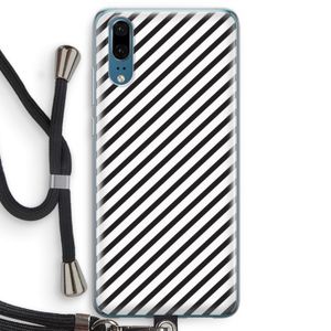 Strepen zwart-wit: Huawei P20 Transparant Hoesje met koord