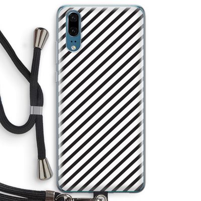 Strepen zwart-wit: Huawei P20 Transparant Hoesje met koord
