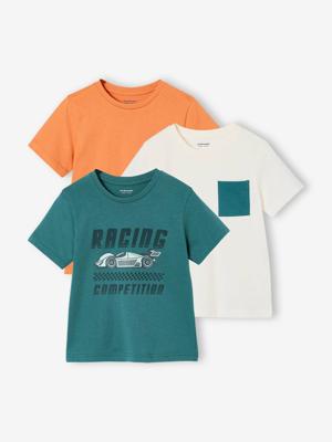 Set van 3 T-shirt met korte mouwen petrolblauw