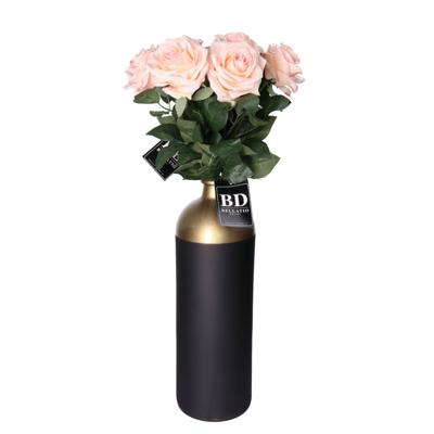 Kunstbloem Roos Dijon - 8x - 64 cm - licht roze - zijde - kunstbloemen