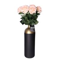 Kunstbloem Roos Dijon - 8x - 64 cm - licht roze - zijde - kunstbloemen