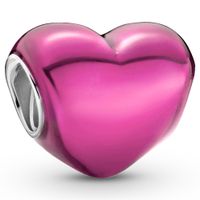 Pandora 799291C03 Bedel Metallic Pink Heart zilver-emaille roze - thumbnail