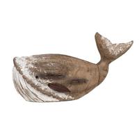 Clayre & Eef Decoratie Beeld Walvis 21 cm Bruin Wit Hout - thumbnail