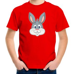 Cartoon konijn t-shirt rood voor jongens en meisjes - Cartoon dieren t-shirts kinderen